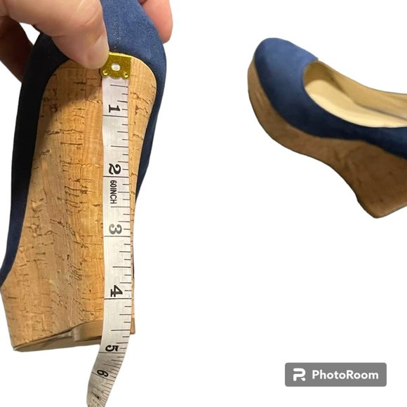 Boston Proper Faux Suede Platform Cork-Style Wedges - size 8.5 - Picture 11 of 16